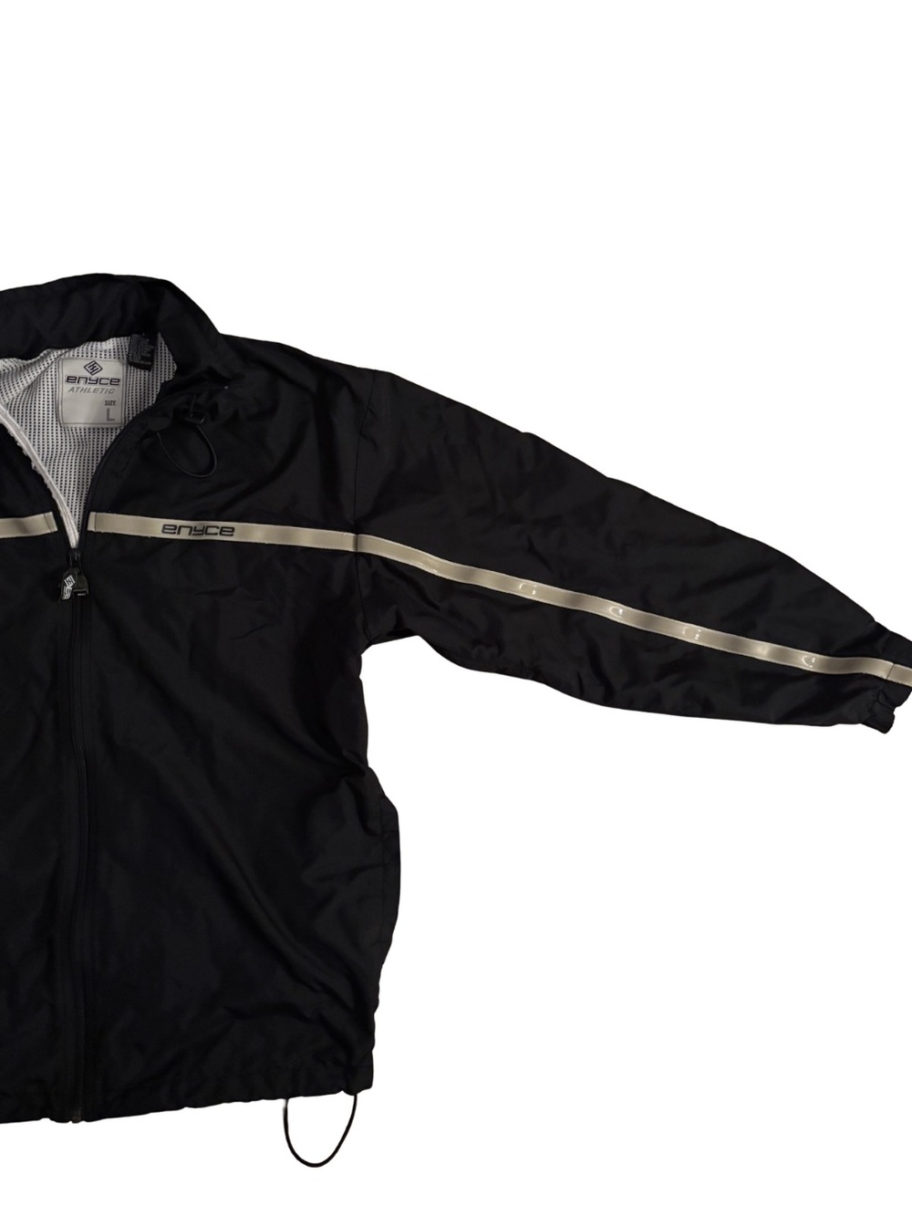 Enyce Y2K Windbreaker Jacket - Black with Reflective Stripe - Picture 3 of 7